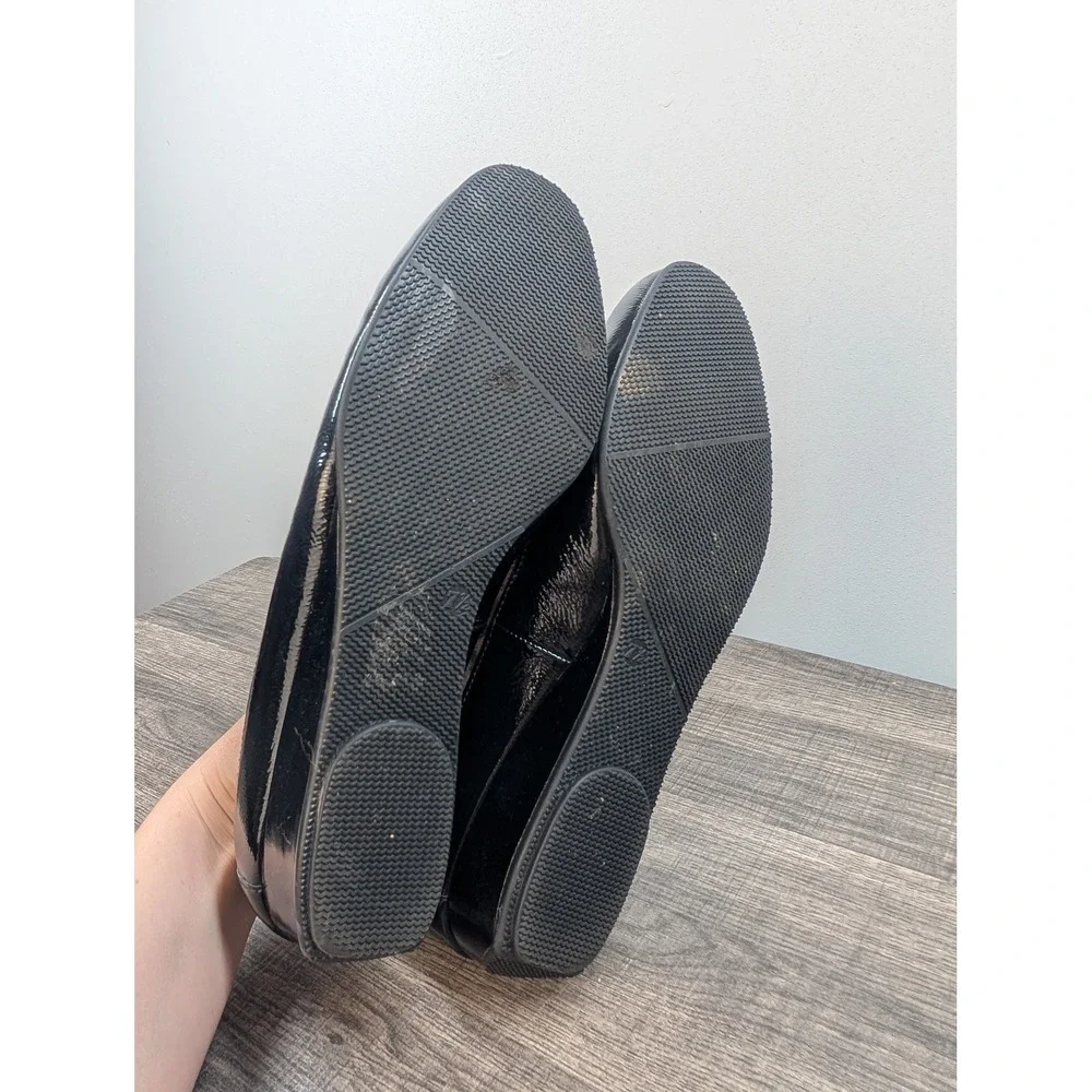 Ara Wedge‎ Shoes Women Leopard Print Patent Black Round Toe Comfort Size 7.5